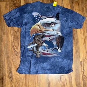 The Mountain Mens XL Bald Eagle American Flag Tie Dye T-Shirt Jerry Gadamus